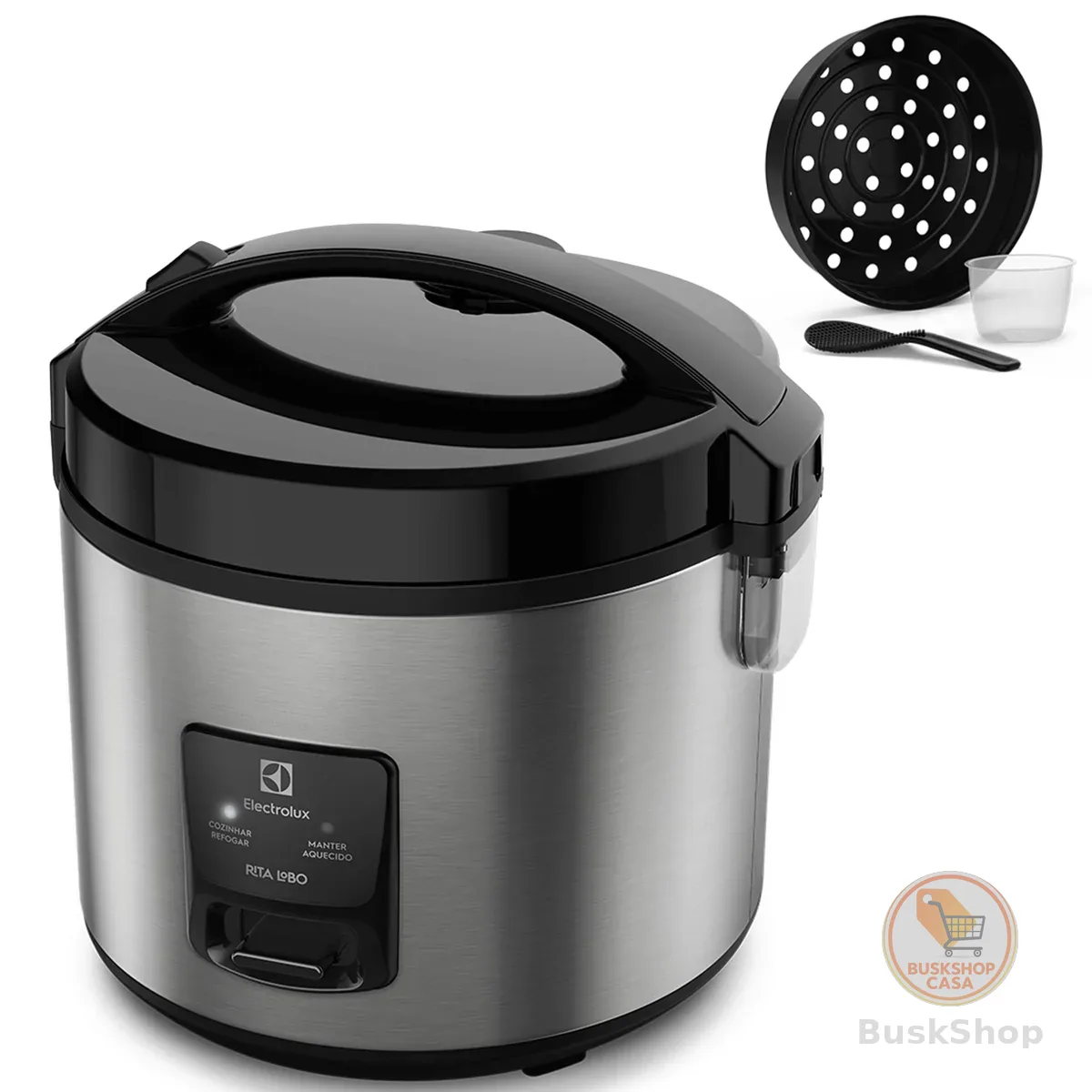 Electrolux Panela Elétrica vapor arroz capacidade 3,5L 10 xícaras 2 em 1 timer panela removivel antiaderente tampa ERC20 inox 220v por Rita Lobo