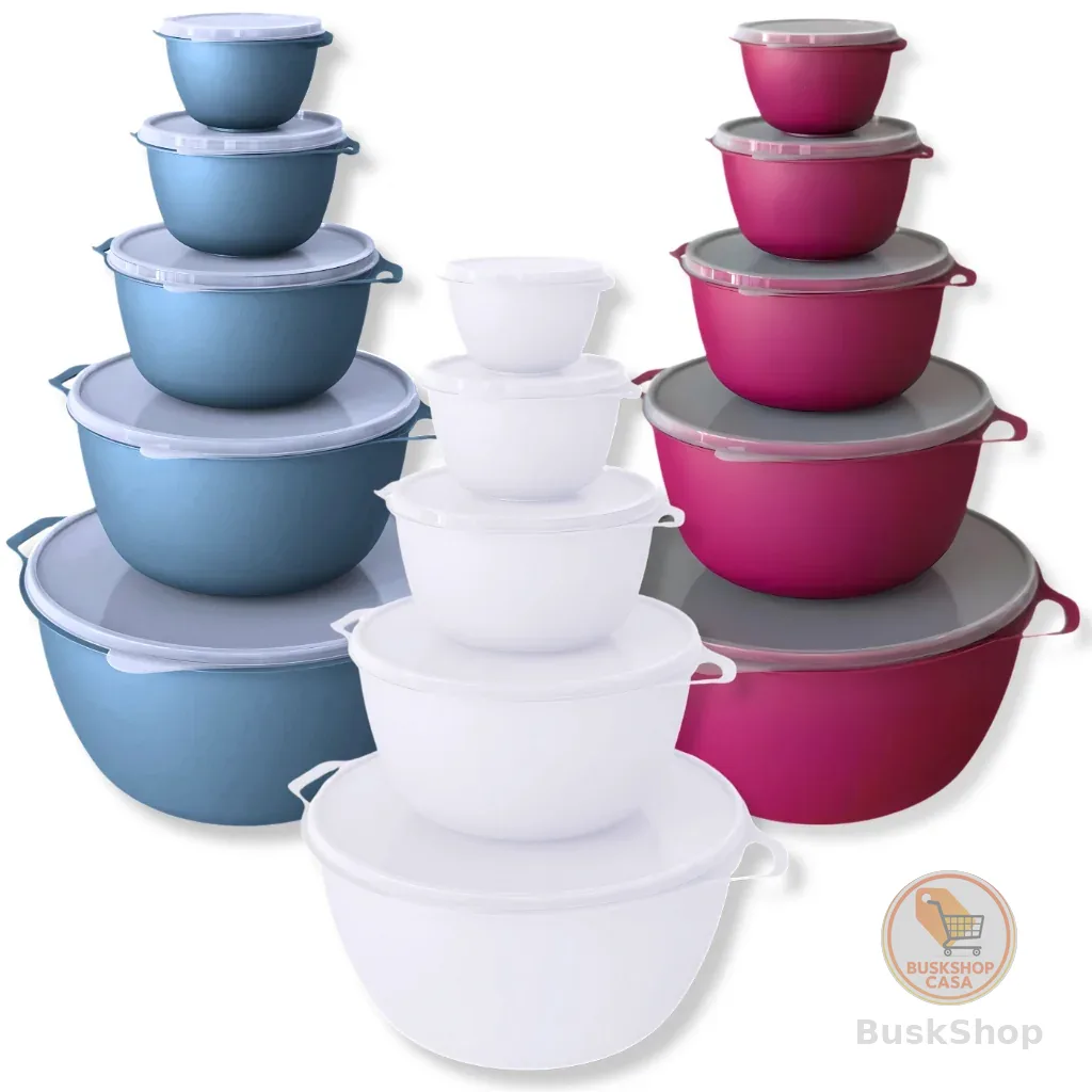 Potes Bowls Herméticos Kit 5 Unidades Tampa Vedada Marmita Alimento Vasilhas Cozinha Prática