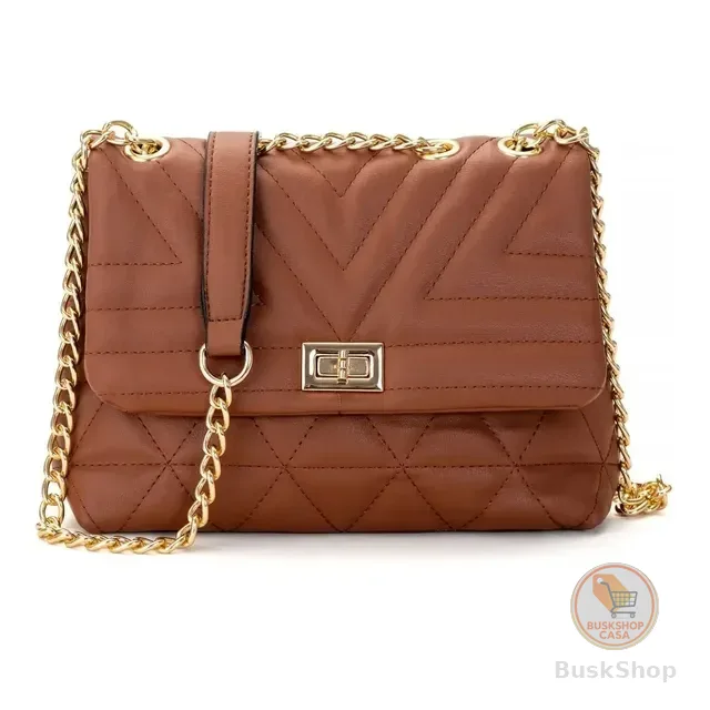 Bolsa Feminina Transversal Pequena Bordada Alça De Corrente