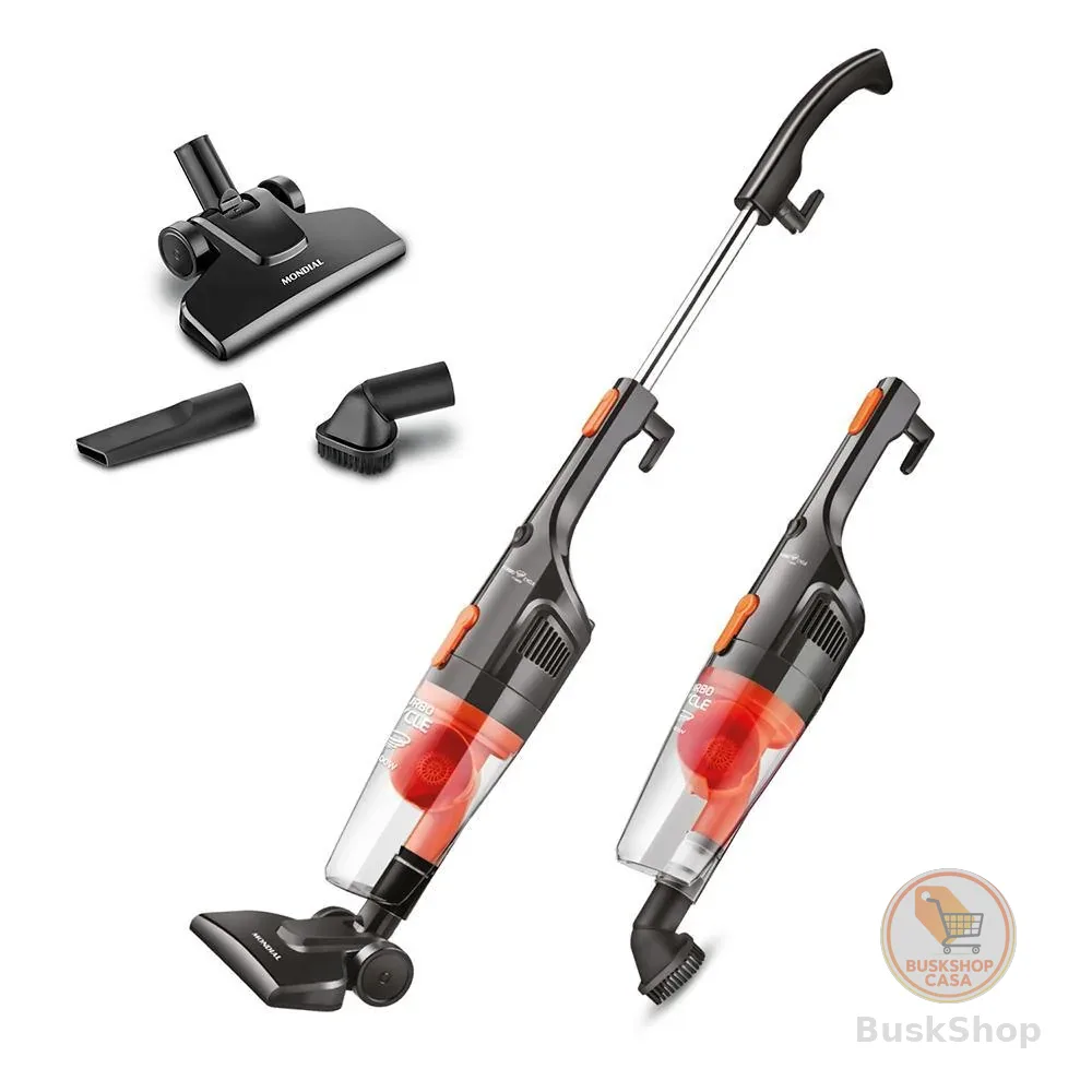 Aspirador de Pó Vertical 2 em 1 Mondial Turbo Cycle  Preto e Laranja 1100W AP-35