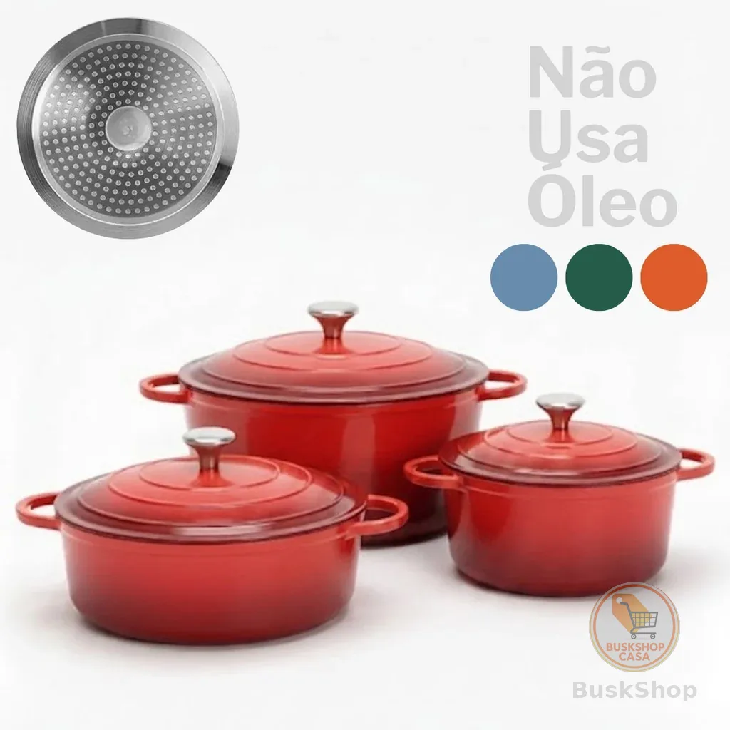 Kit 3 Panelas Cerâmicas Le Chef Cozinha Indução Premium