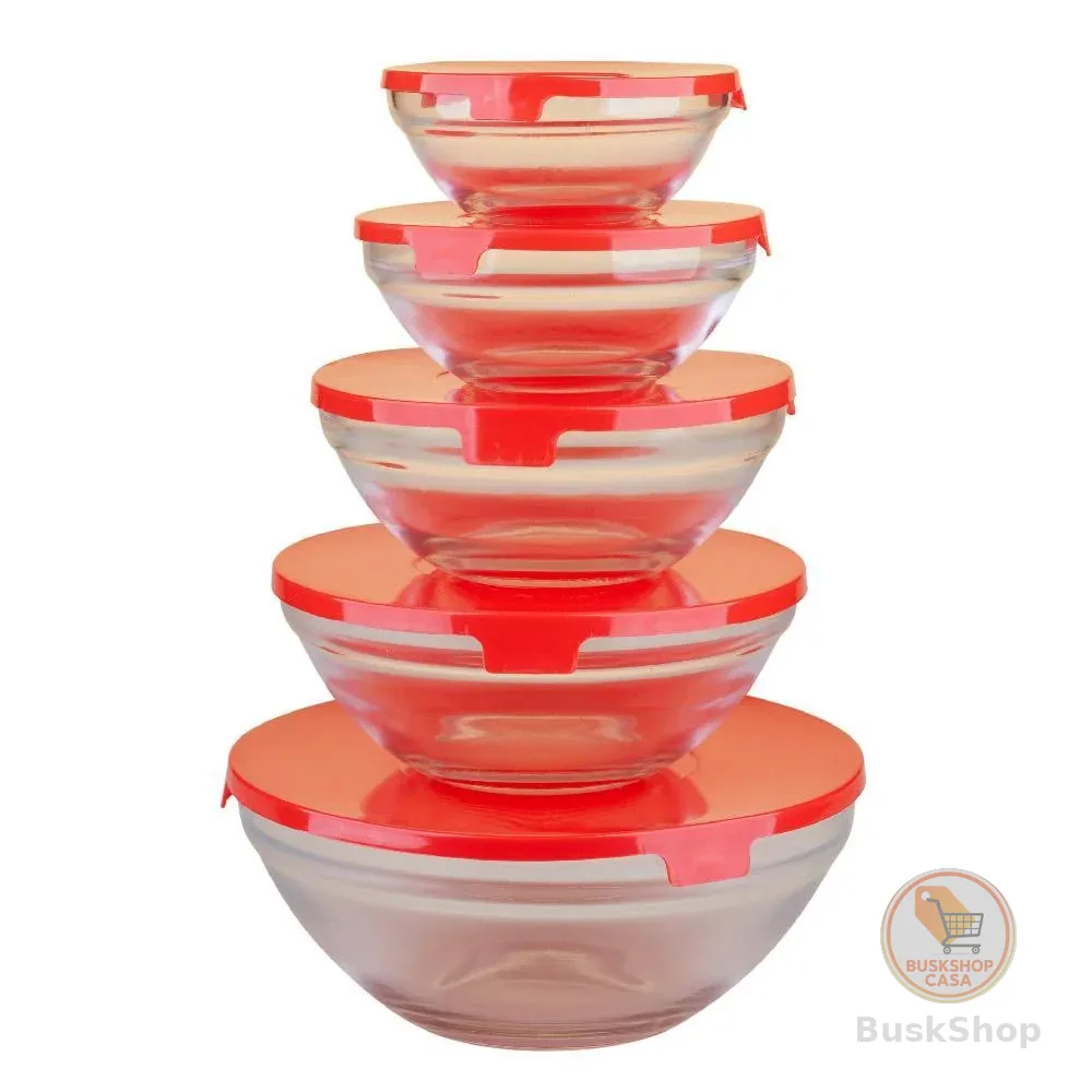Conjunto 5 Potes de Vidro Cazza Classic