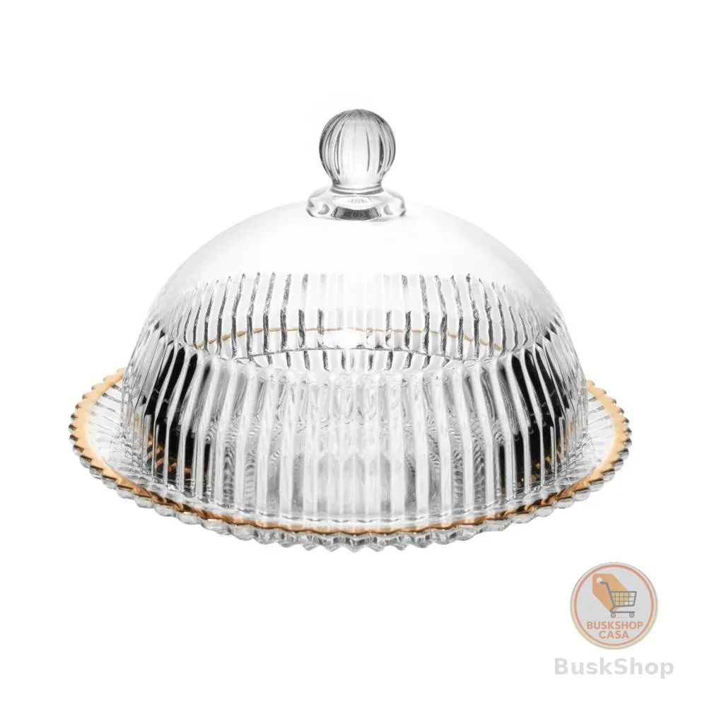 Queijeira Imperatriz de Cristal Fio de Ouro 20cm - Wolff