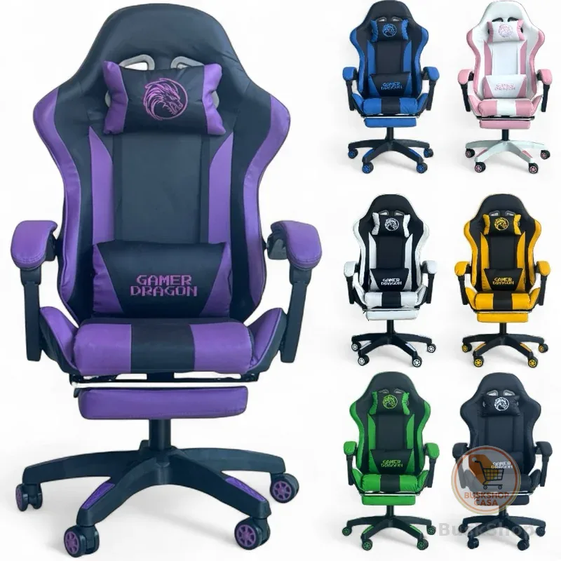 Cadeira Gamer Ergonômica Reclinável Giratória Ajuste Altura Escritório DG-02 Apoio Pés