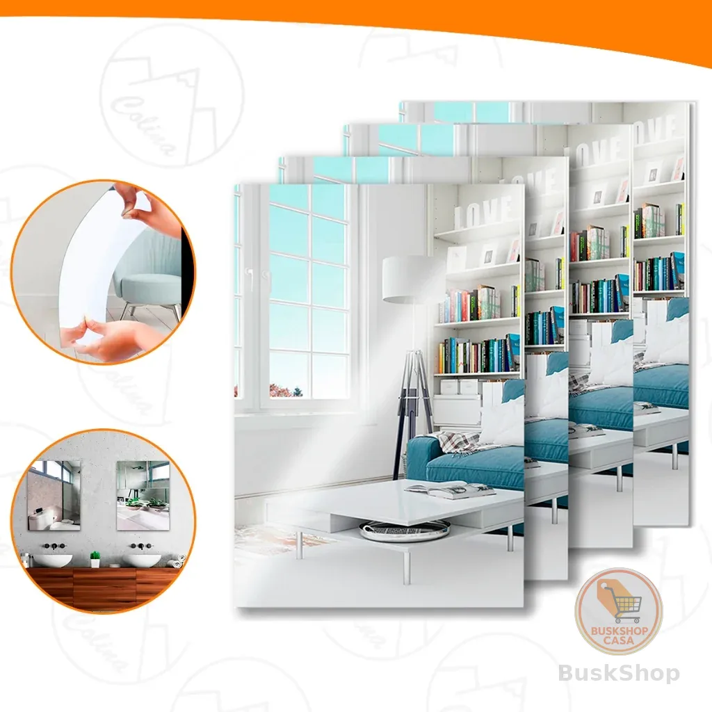Espelhos Auto Adesivo Acrílico Decorativo 20x30 Retangulares Nanoshop