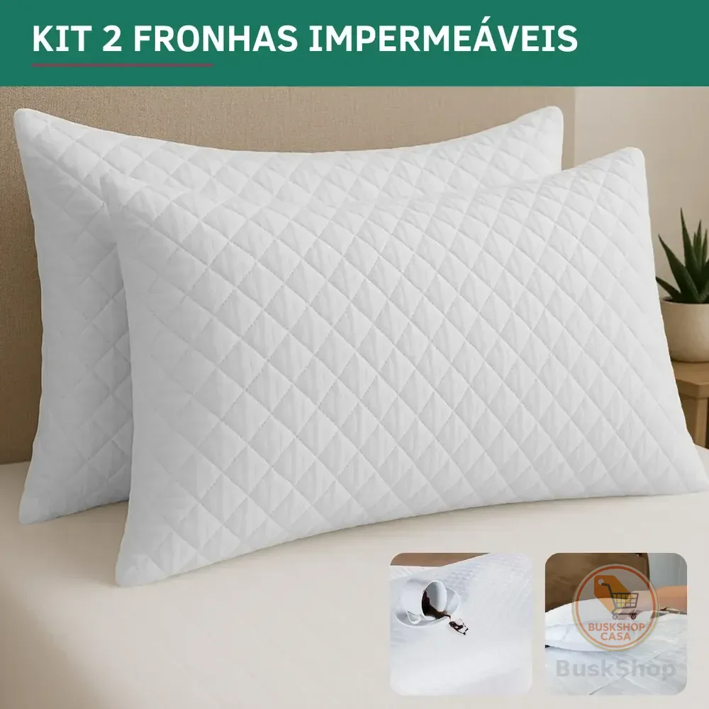Kit 2 Capa Protetora P/ Travesseiro Impermeável Fronha Antialérgica Matelado Lavável Silenciosa E Não Esquenta Cor Branco