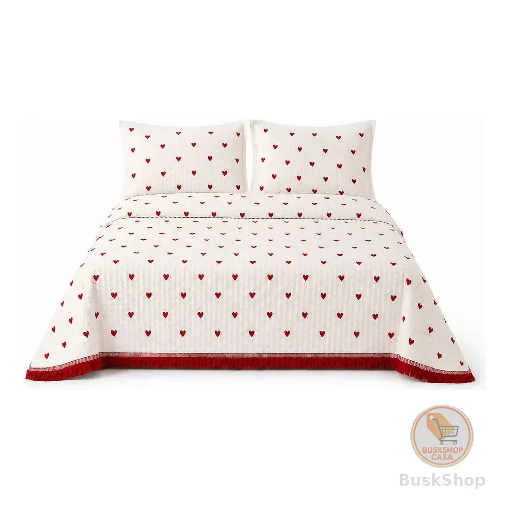 Colcha Cobre Leito Queen Size King Piquet Ss Textil Coração Branco Coração