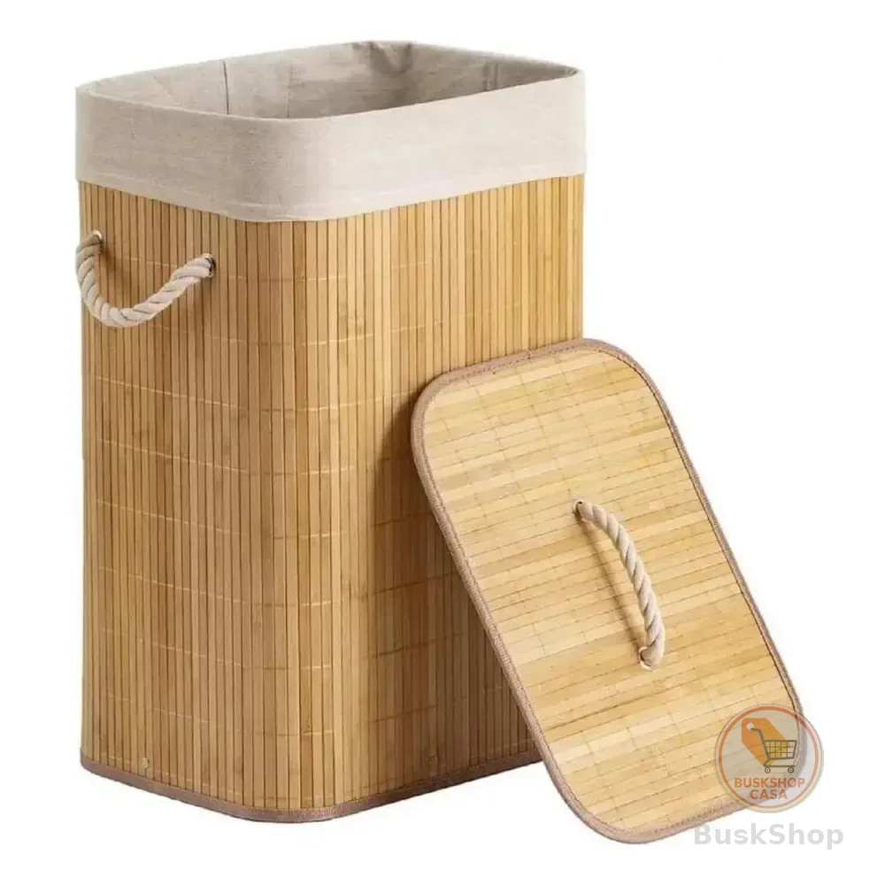 Cesto De Roupas De Bambu 50 Litros Yikasa