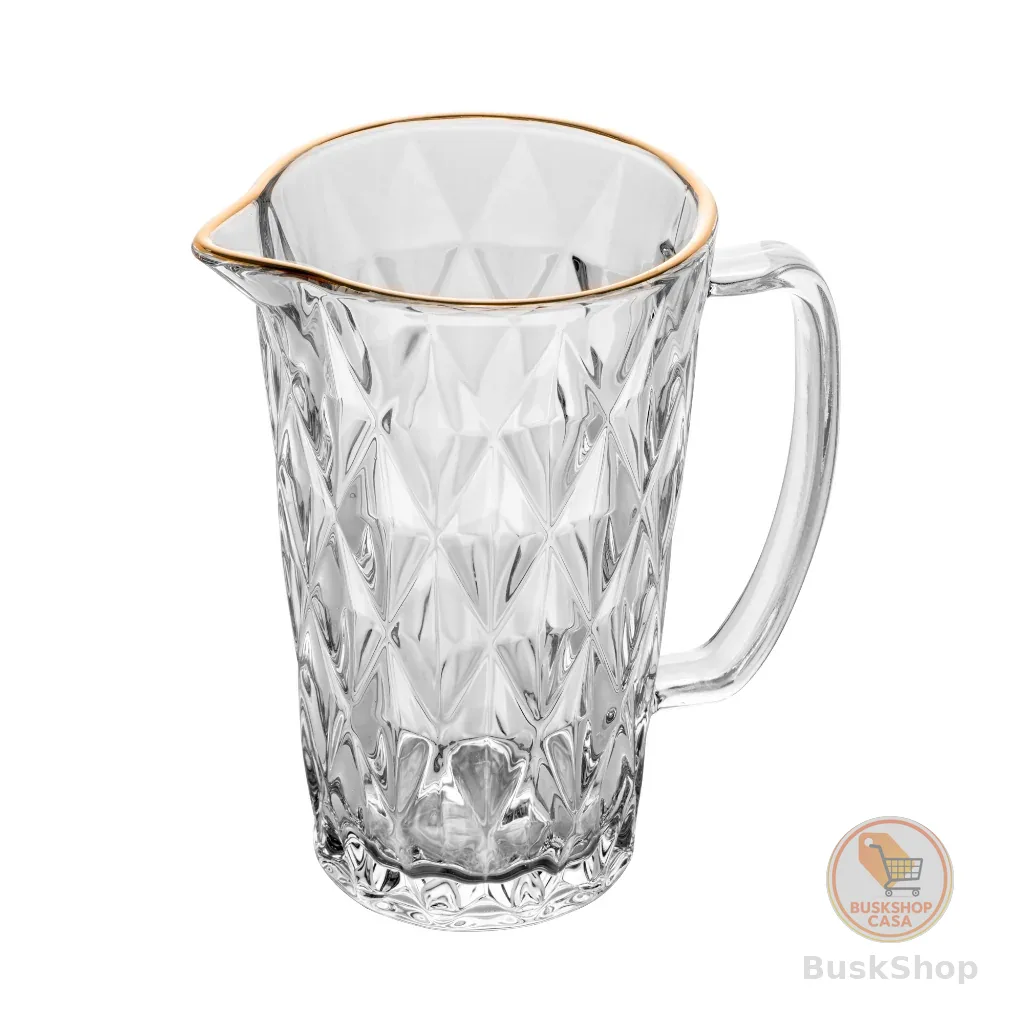 Jarra Diamond De Vidro Com Fio De Ouro Dourado 1,14L Lyor
