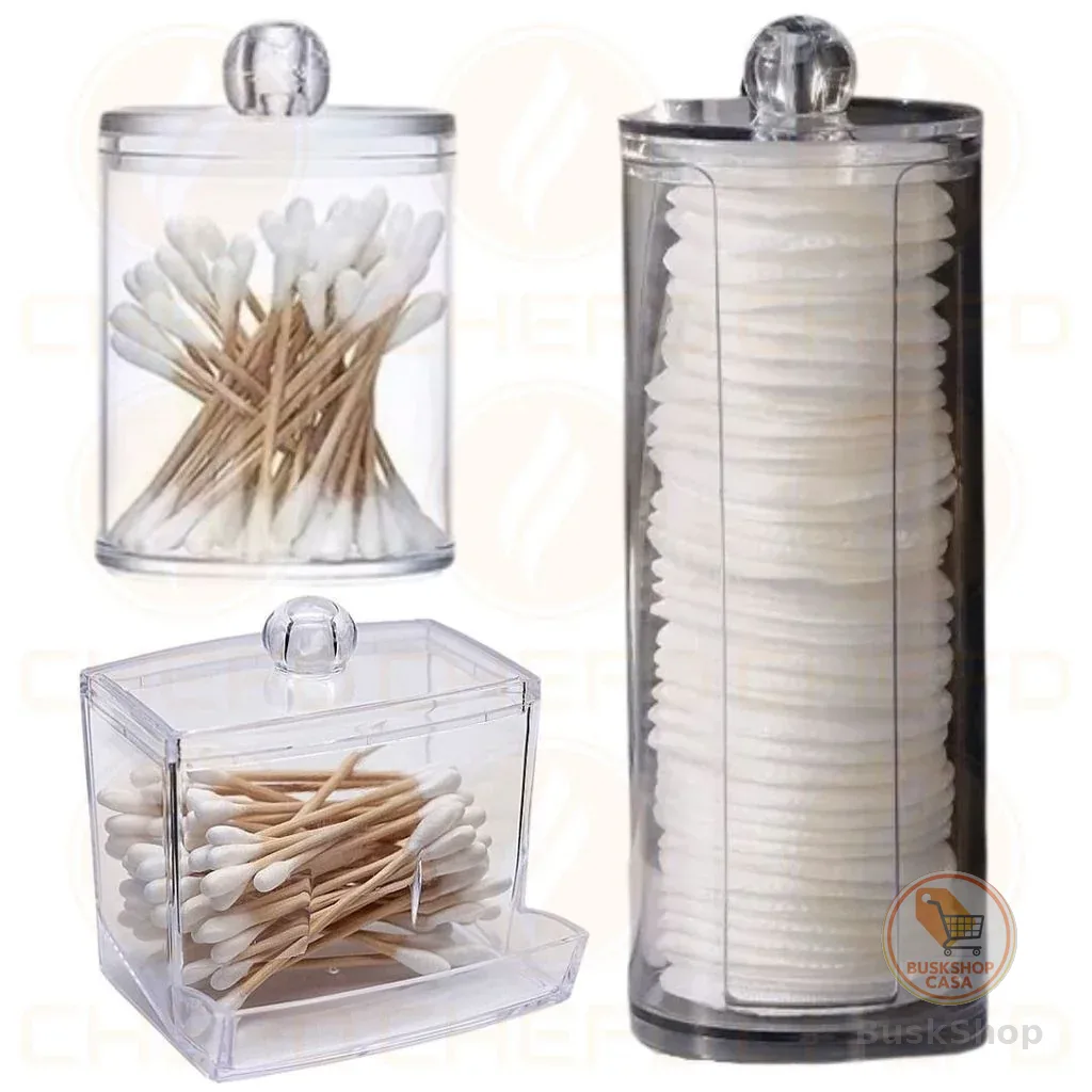 Kit Completo Porta-Cotonetes e Algodão 3 Peças - Organização Prática e Elegante para Seu Banheiro