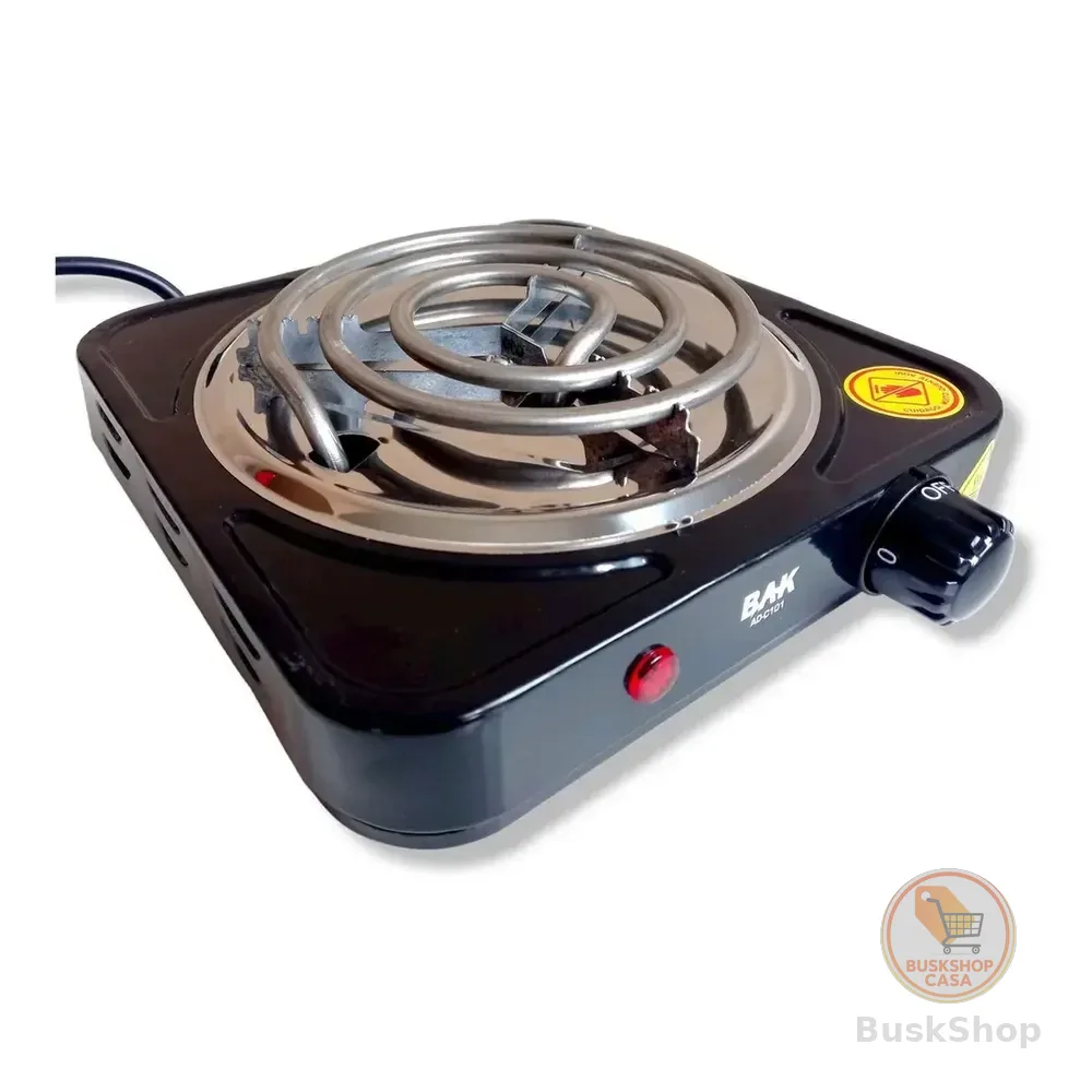 Fogareiro Elétrico Bak 1 Boca Portátil 1000w Preto 127v