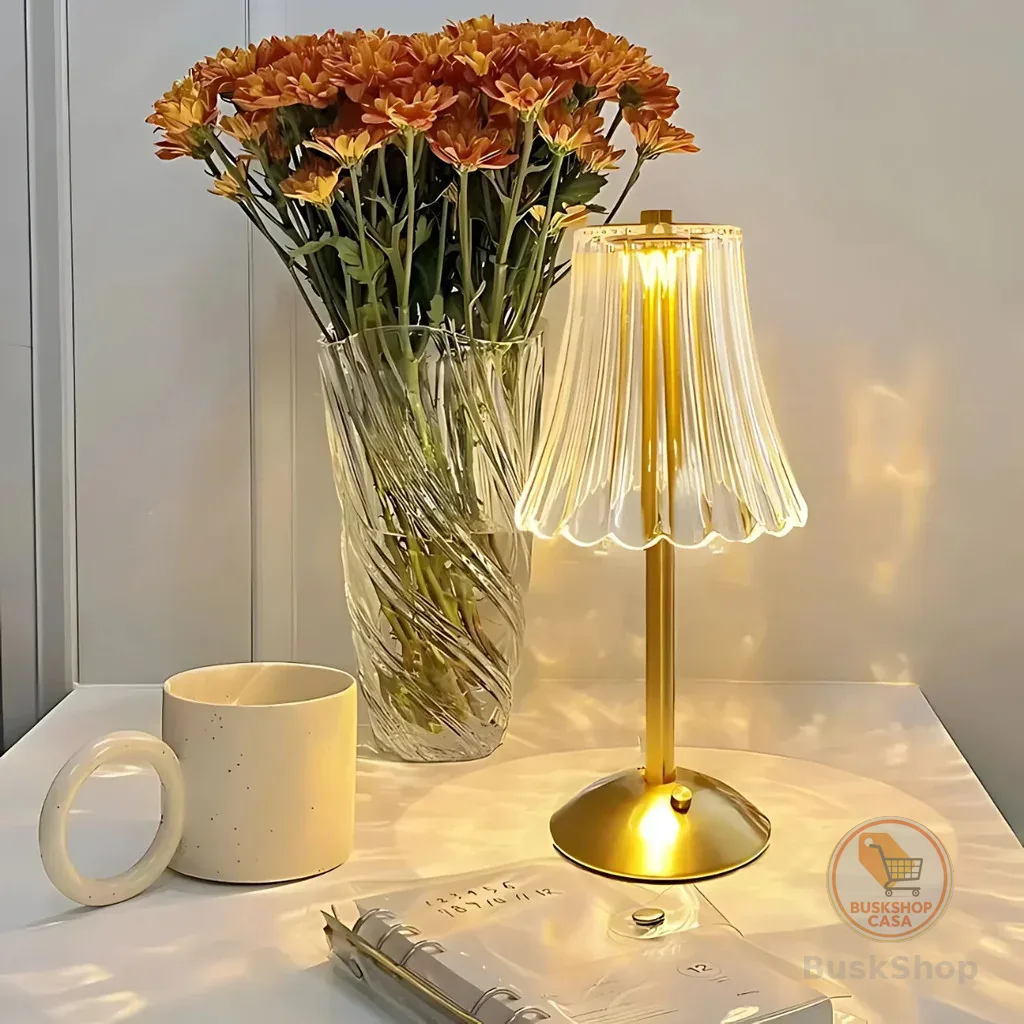 Luminária Abajur de Mesa Saia Seda Com Barra Led Sensor Toque De Luz Quarto Sem Fio 3 Cores 110/220v