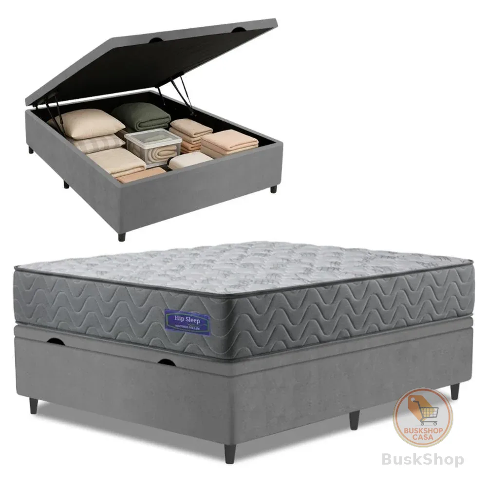 Cama Box Baú Colchão Casal Molas Ensacadas Atlanta 138x188x63cm Apolo