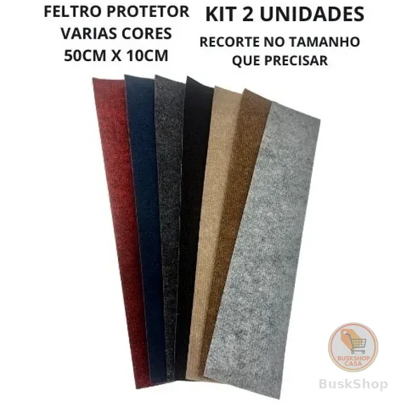 Kit 2 Feltros Adesivo Recortável Protetor Piso Pé Cadeira Pé Mesa Para Não Riscar Piso 50cm X 10cm