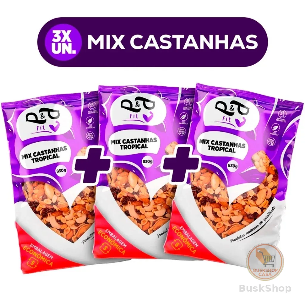 Mix Tropical Nuts Dieta Saudável 3un - Castanha de Caju Nozes Amendoa Castanha do Pará Amendoim Uva Passa