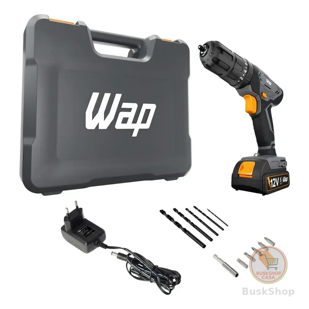 Parafusadeira E Furadeira De Impacto Wap Wf 12k4.2 Com Indicador De Nível De Bateria E Maleta Preto 12v 60hz