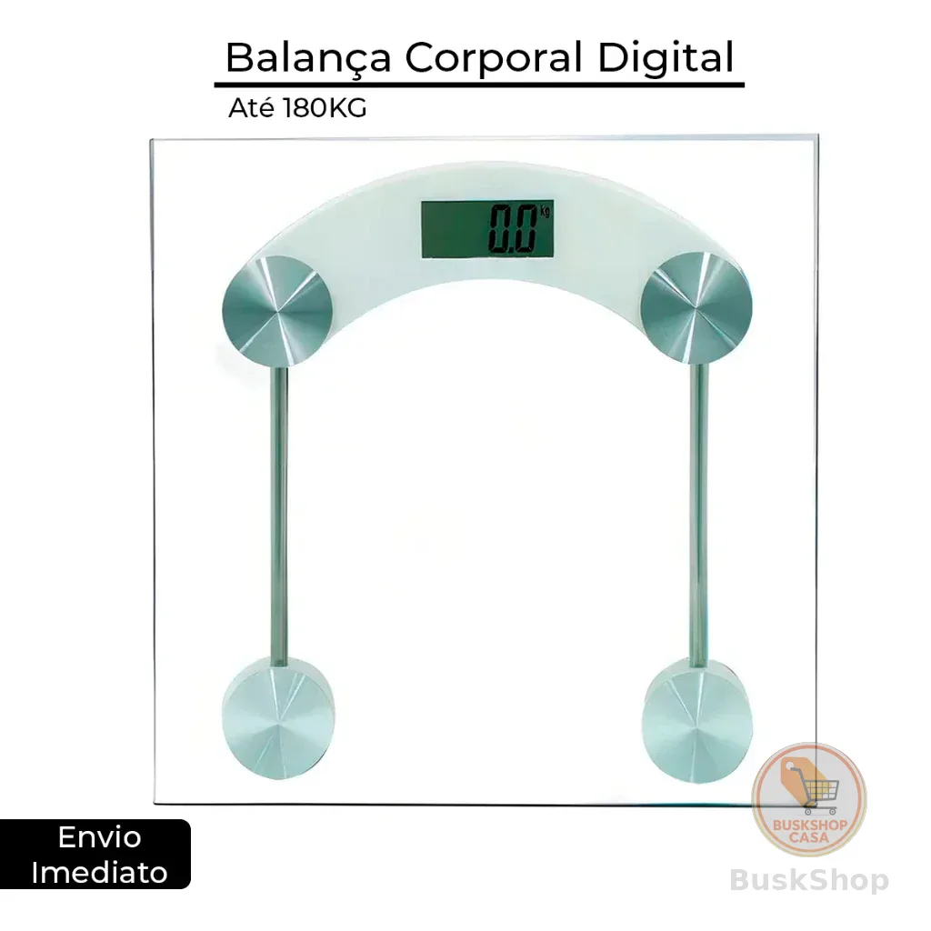 Balança Corporal Digital Até 180kg Com Vidro Temperado Premium