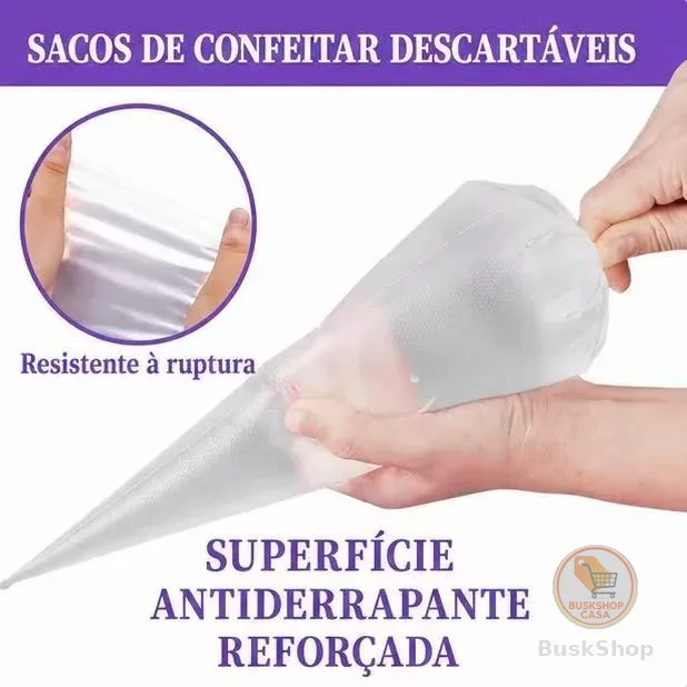 Saco De Confeitar Medio 100/200/300Unidades Confeitaria Bolo Doce Cupcake