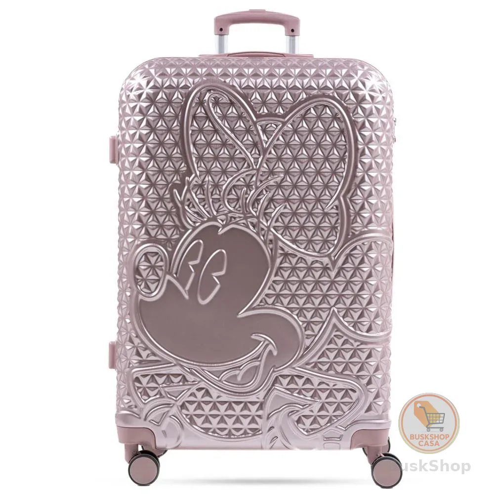 Mala de Viagem Grande 32 Kg ABS 4 Rodas Minnie Epcot Rosé
