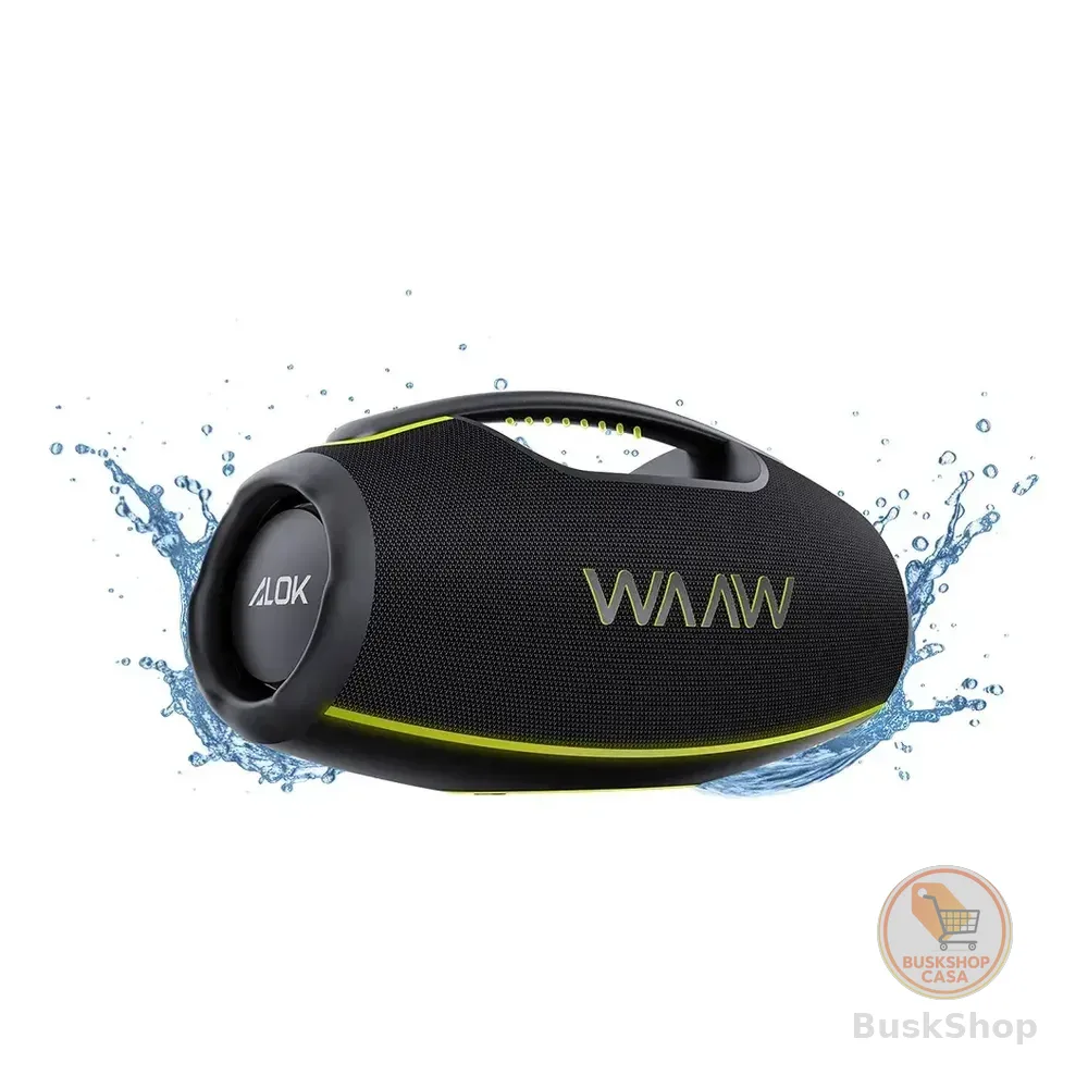 Caixa De Som Boombox Waaw By Alok Hyperboom 1000 Bluetooth À Prova D'água 180w Rms Até 12h De Autonomia Preto 127/220v