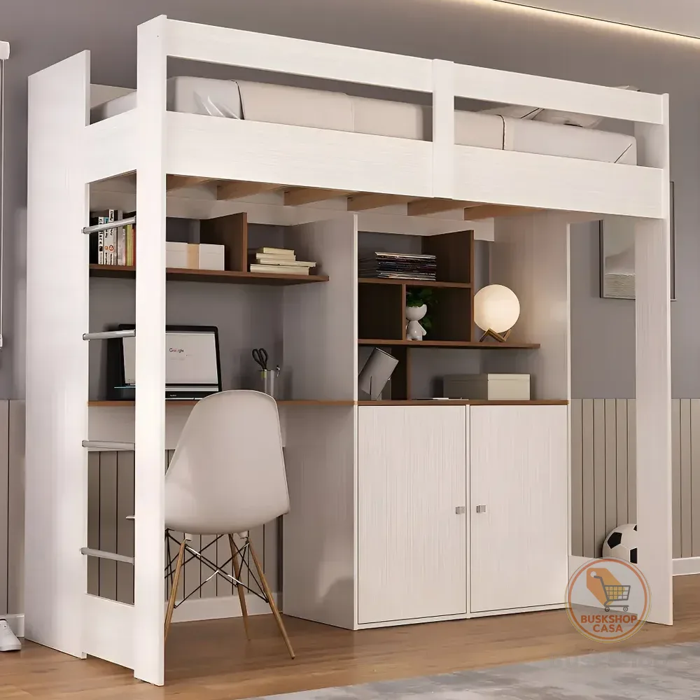 Cama De Solteiro Zwork 2 Portas Com Escrivaninha Cjwt Branco/nogal