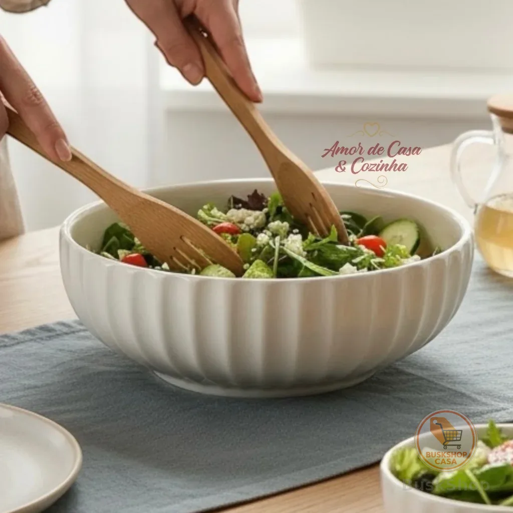 SALADEIRA DE PORCELANA BRANCA GRANFINE 22CM