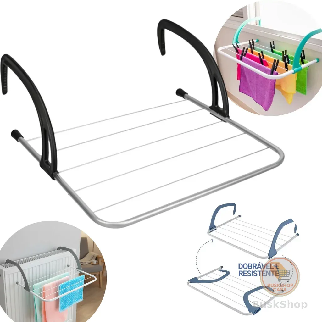 Varal Portátil Para Apartamento Secador De Roupas Prático e Retrátil Para Janela e Parede