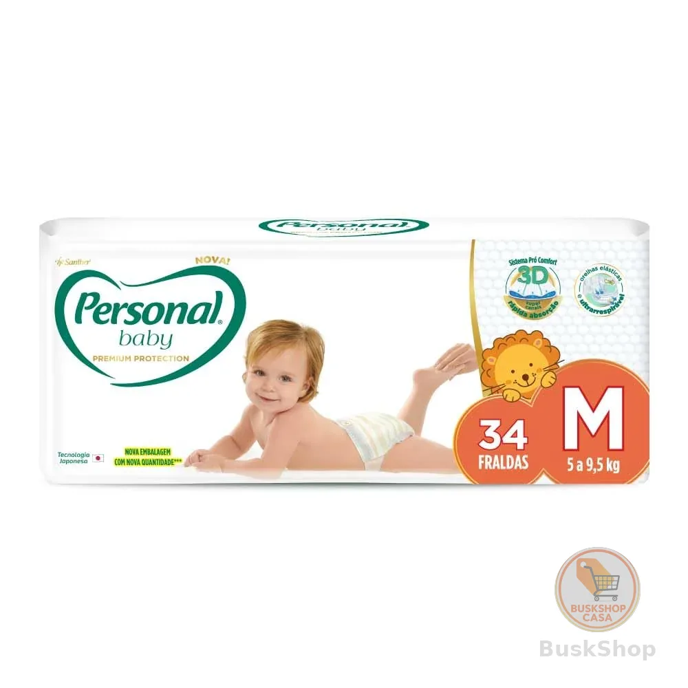 Personal 'Fralda Baby Premium Protection M Com 34 Unidades