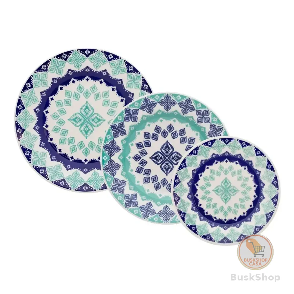 Aparelho De Jantar E Lanche 12pçs Donna Lola Azul Florido
