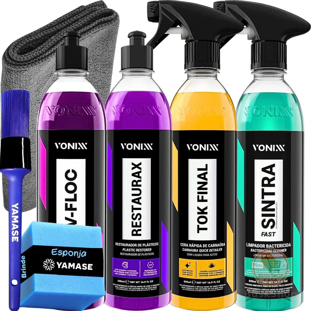 Kit Limpeza Automotiva Vonixx: V-floc, Restaurax