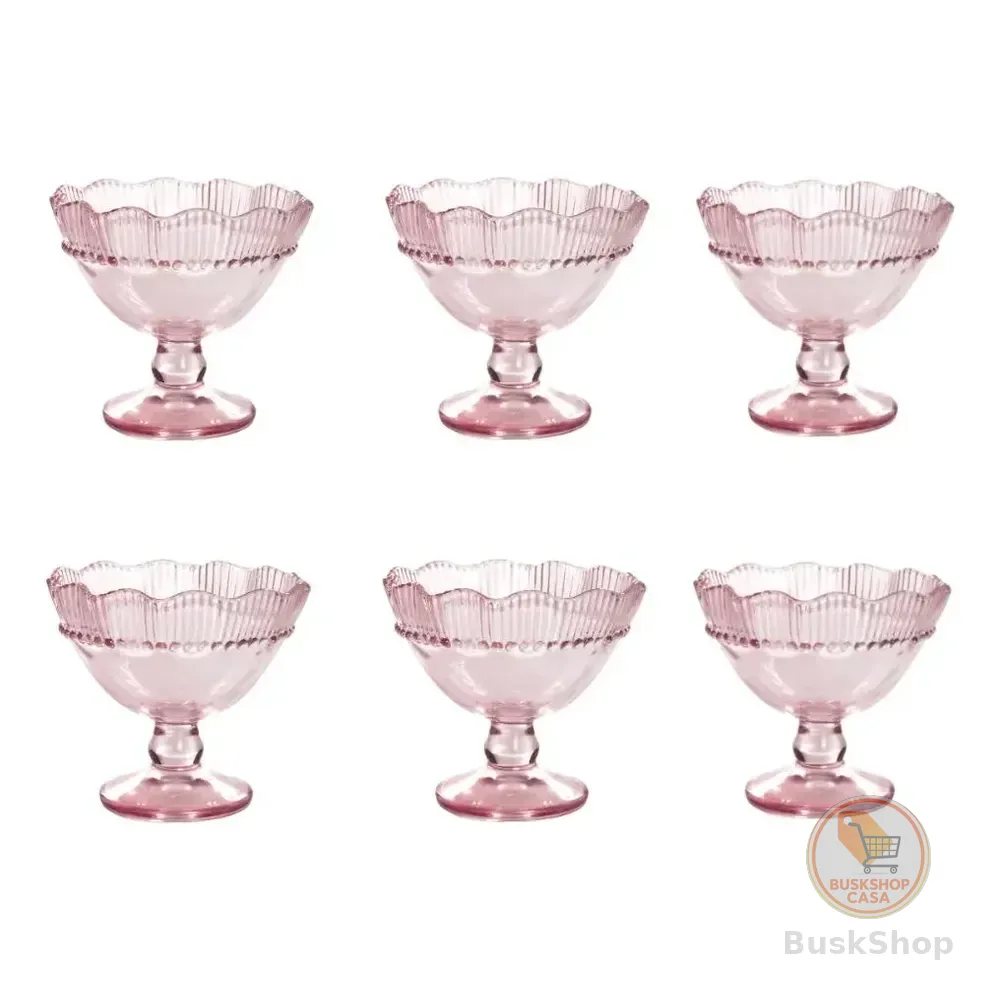 Jogo De Taça De Sobremesa Linx Rosa 270 Ml 6 Peças Rosa