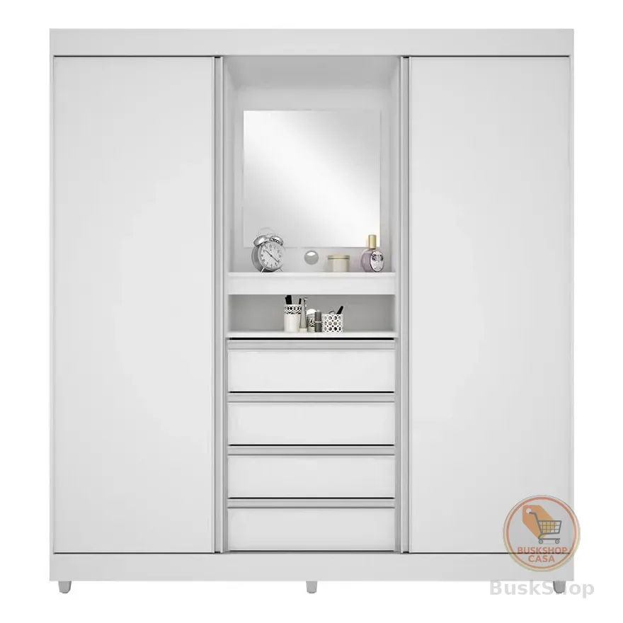 Guarda Roupa Fortaleza Ii 2 Portas 4 Gavetas Bartira Cor Branco