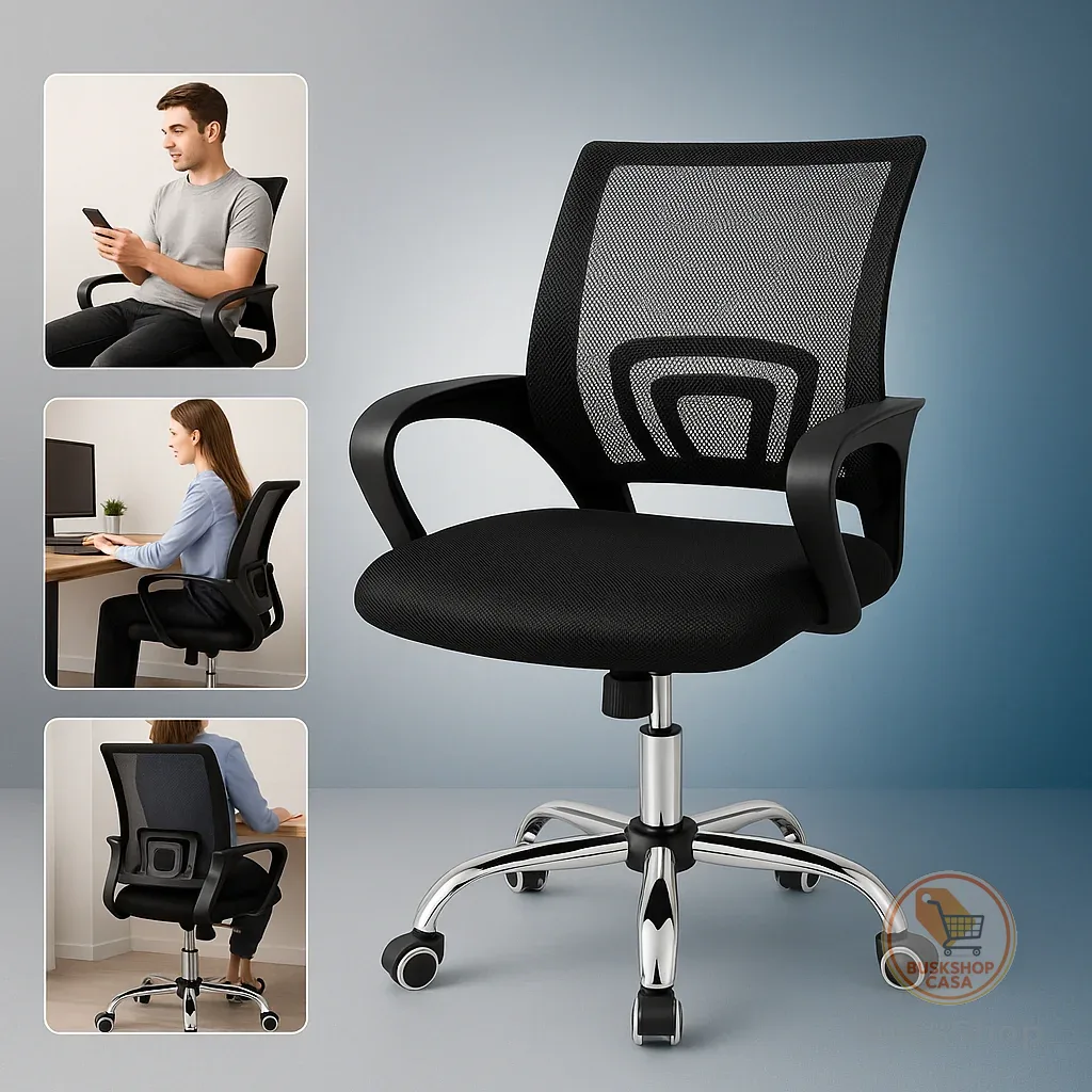 Cadeira de Escritório Ergonômica Giratória Confortável I Ajuste Altura I Home Office Encosto em Mesh Estudo I Executiva