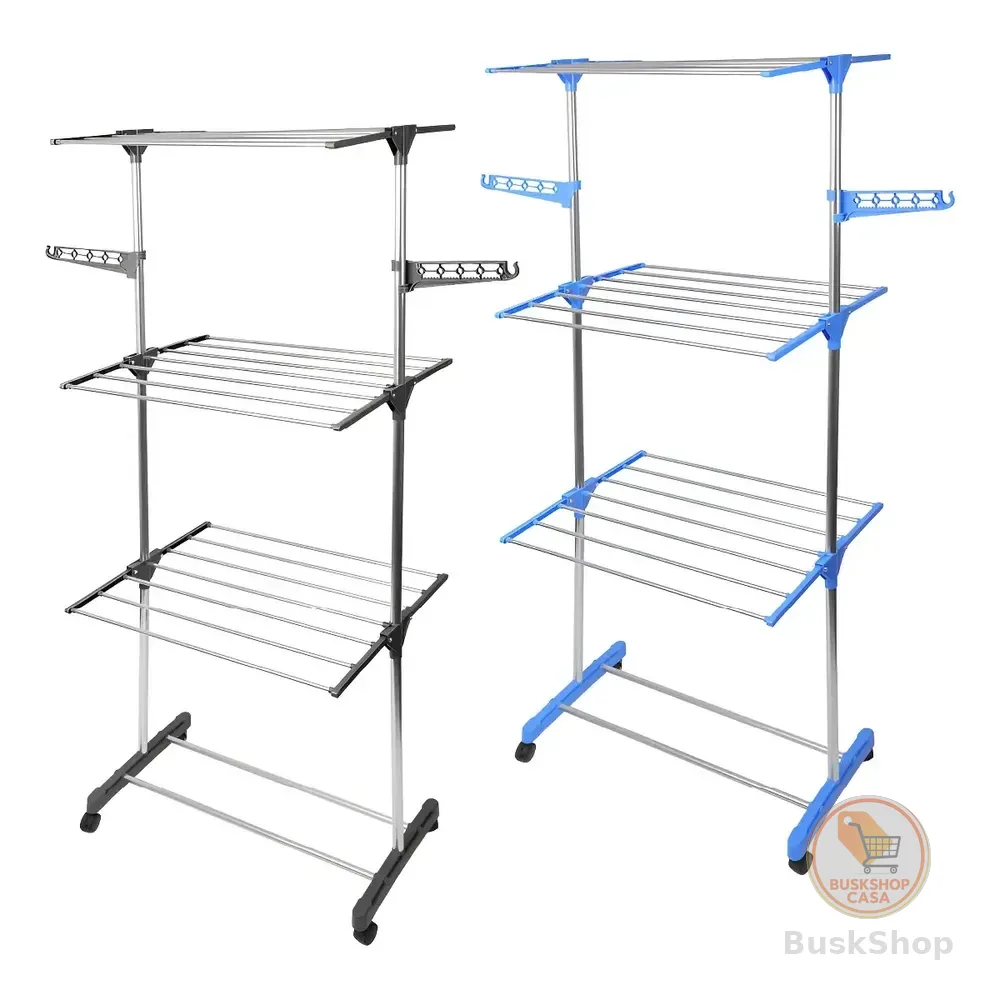 Varal De Roupa Aco Inox Dobravel Vertical Cor Prateado Toaninni Prata