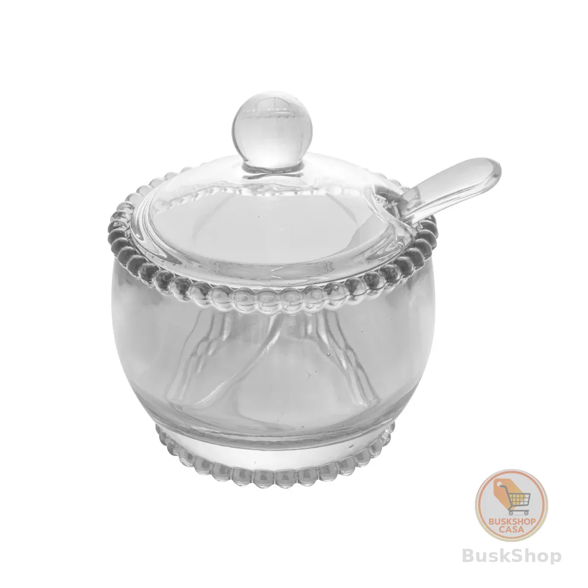 WOLFF - Açucareiro de Cristal com Colher 10cm x 10cm x 11cm - Linha Pearl