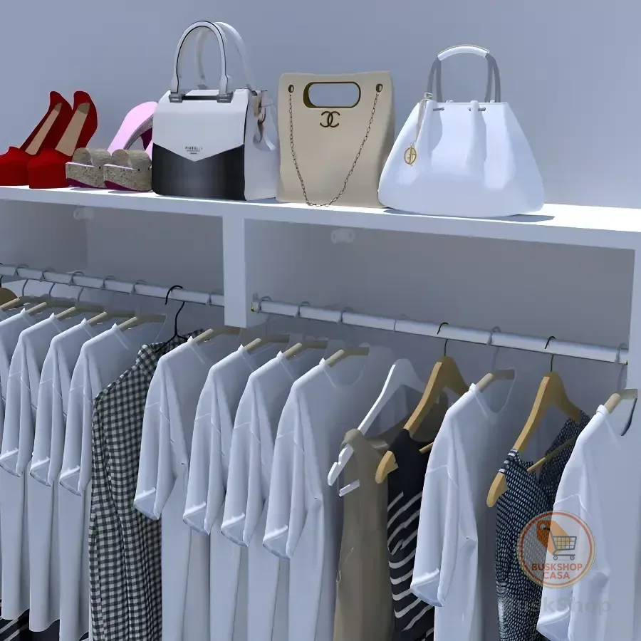 Kit 2 Cabideiros Guarda Roupas Suspenso Parede Lavanderia Branco