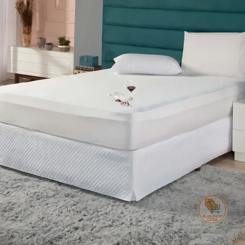 Protetor De Colchão Queen Impermeável Comfort Malha Temima Branco Liso