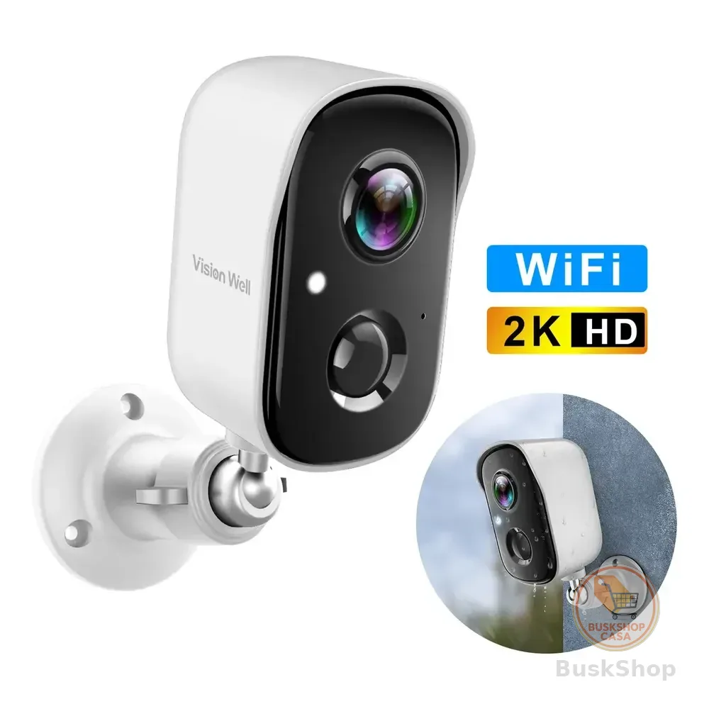 Câmera De Segurança Wi-fi Externa 2k Visão Noturna Colorida Sem Fio Branco