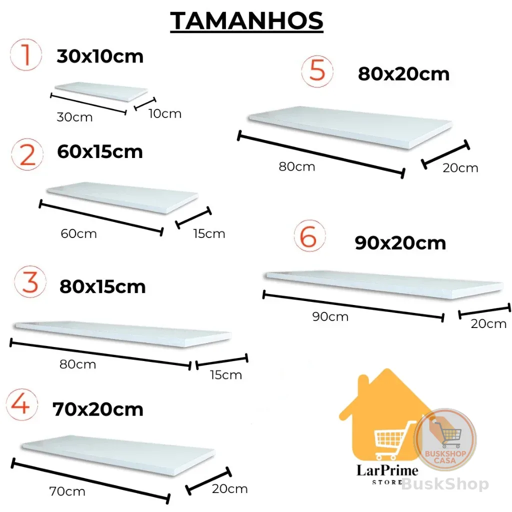 Prateleiras Brancas MDF Decorativas Com Acessórios de Instalação Sala Cozinha Banheiro Chapa 15mm