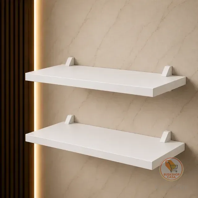 Kit 2 Prateleiras Mdf Decorativas 20 X 40cm Com Suporte