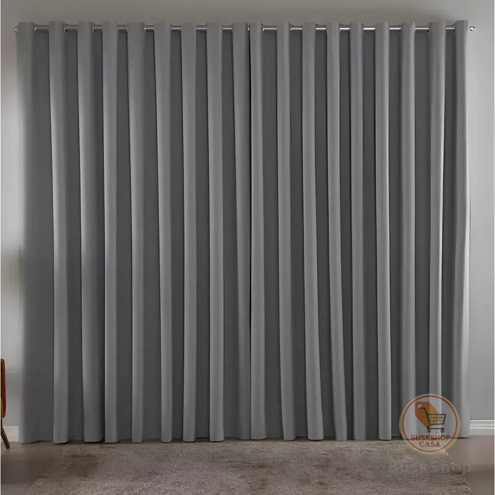 Cortina Blackout Em Tecido 3,00x2,80 Corta Luz Cor Cinza