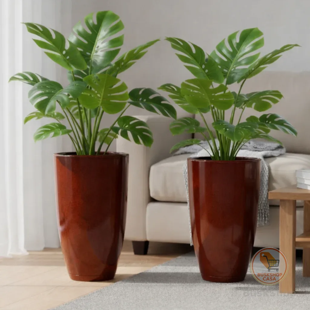 Kit com 2 vasos para planta polietileno coluna lisa moderna N1