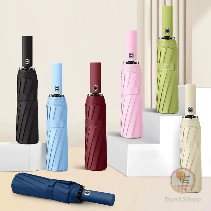 Novo Guarda Chuva Automático Alta Resistência a Chuvas e Vento Forte Com Proteção UV
