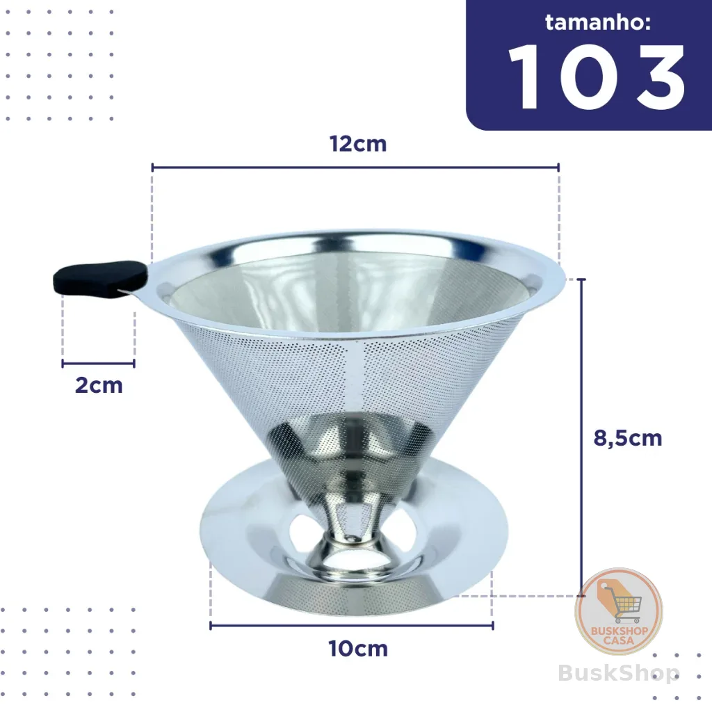 Filtro De Café 103 Inox  -  Coador de Café Grande Sem Uso De Papel - Mazzal