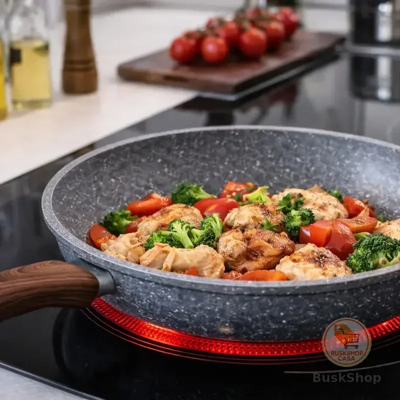 Frigideira Antiaderente 24cm Fogão Indução Gás Cooktop Elétrico Cinza