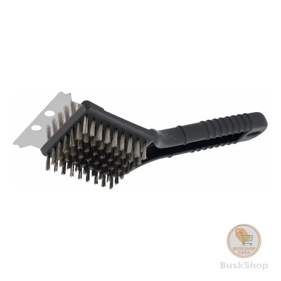 Escova Limpa Grelha De Churrasqueira Premium De Aço Inox 3 Em 1  Preta Preto
