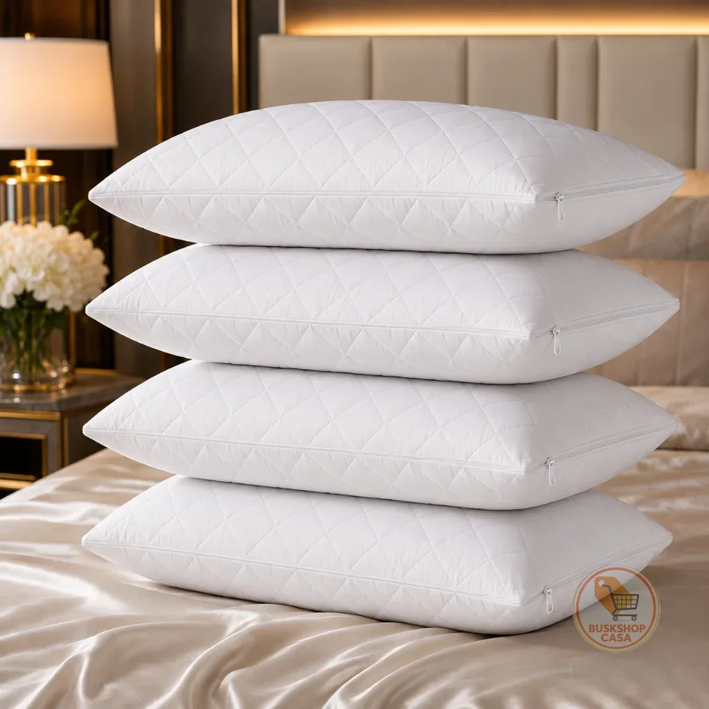 Kit 04 Capas Protetora Impermeável Para Travesseiro 50x70cm Tecido Matelado Antialérgico Premium com Zíper