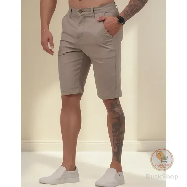 Bermuda  Masculina Sarja Casual Sport Fino Elastano Elegante