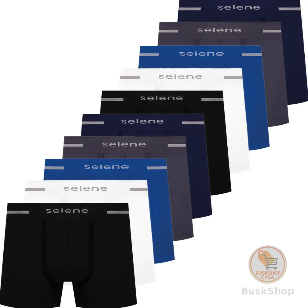 Kit 10 Cuecas Boxer Selene Poliamida Cueca Sem Costura Confortável Cueca Masculina Adulto Originais