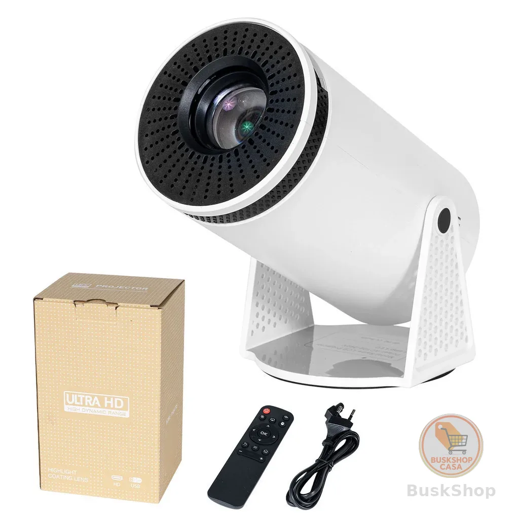 Projetor HY300 Bivolt 4K com Wi-fi e Bluetooth compatível com Android e iOs